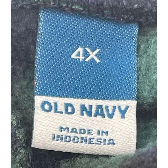 OLD NAVY Men's Christmas Pajama Set 4X Santa Green Plaid T-Shirt & Fleece Pants - Picture 13 of 14